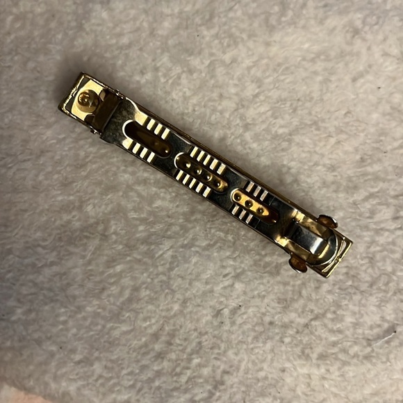 Vintage Gold-Tone Barrette with Red Cabochon Accent - Picture 3 of 4